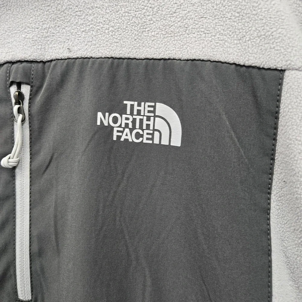 The North Face Men Jacket XL Gray Colorblock Fleece Logo Zipped Pockets Casual